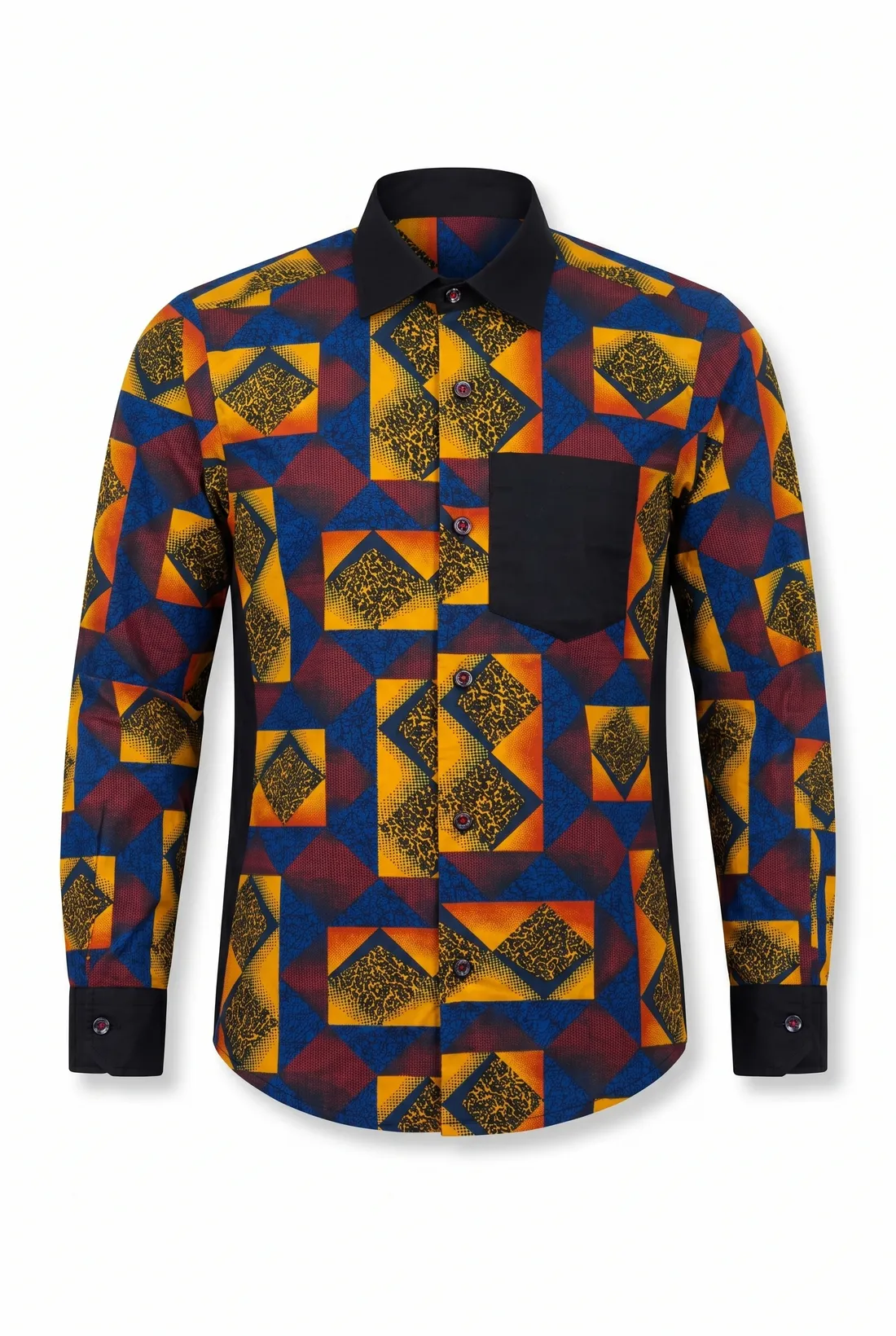 Buntes Herrenhemd Sunset Harlequin von Halawuki – Ansicht 1