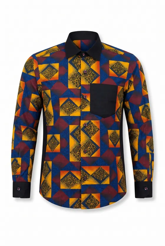 Buntes Herrenhemd Sunset Harlequin von Halawuki